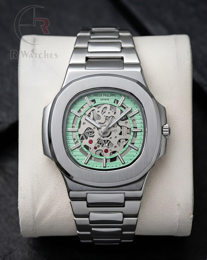 (OS)⭐ Patek Philippe Machinery Silver Blue