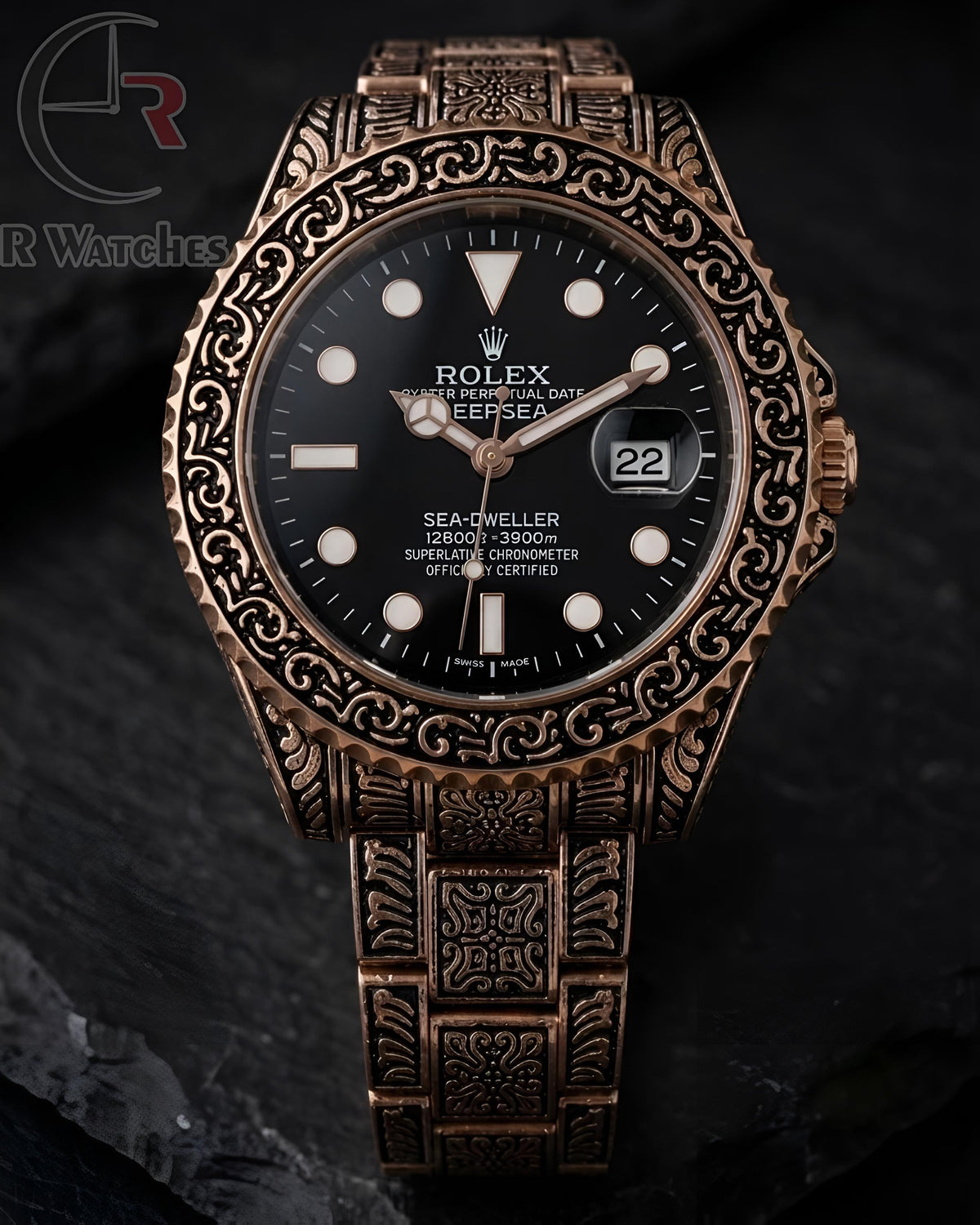 (OS) Rolex Rajwadi Rose Gold Black