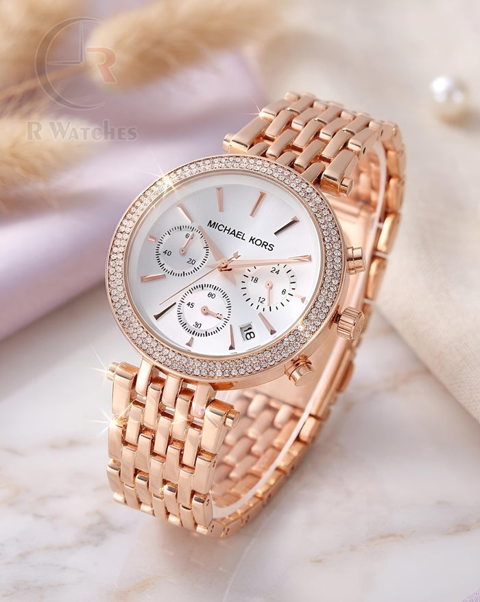 (OS) MK Girls Rose Gold White