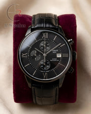 (OS)⭐ Tissot leather Black Silver leather black