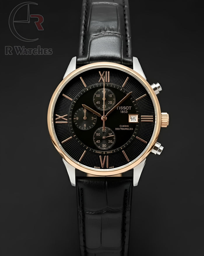 (OS)⭐ Tissot premium leather dual tone Black