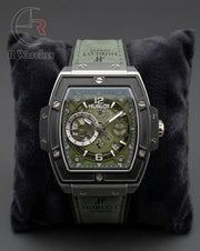 (SS) Hublot Leather Machinery Green Black Silver