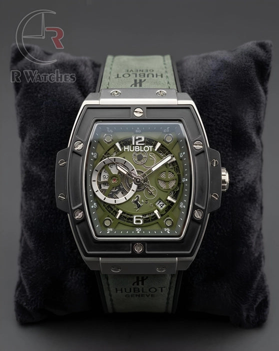 (SS) Hublot Leather Machinery Green Black Silver