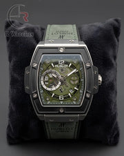 (SS) Hublot Leather Machinery Green Black Silver