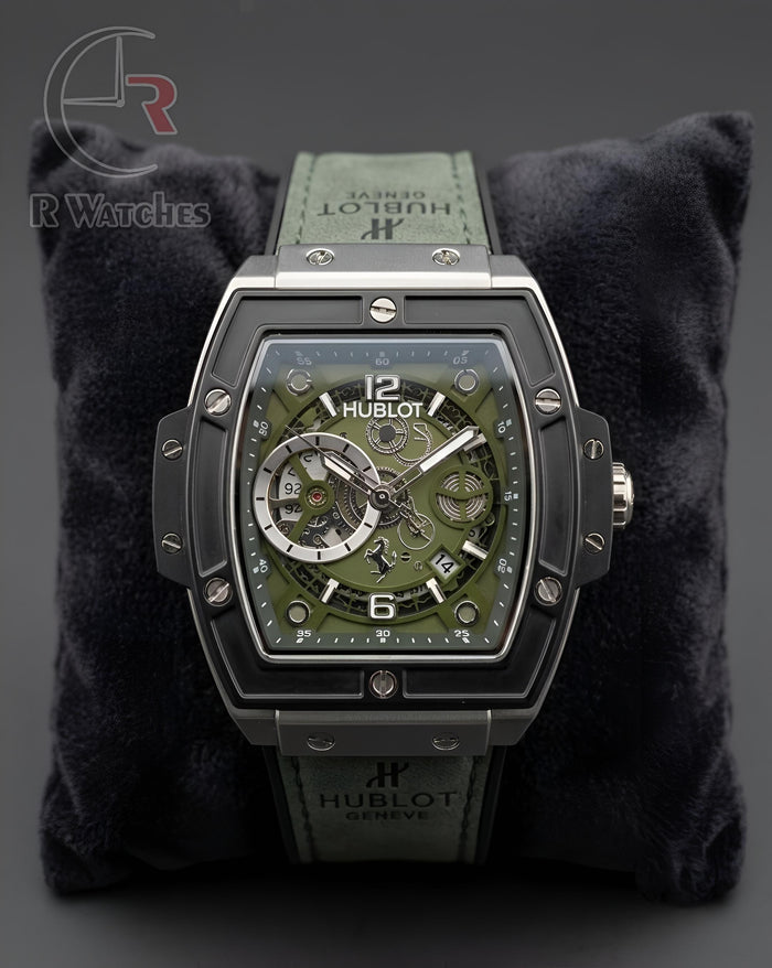 (OS) Hublot Leather Machinery Green Black Silver