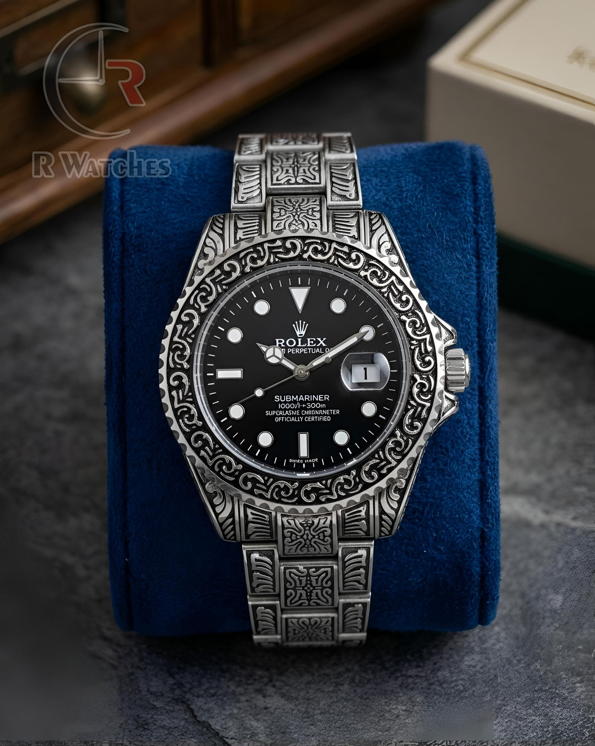 (SS) Rolex Rajwadi silver black dial