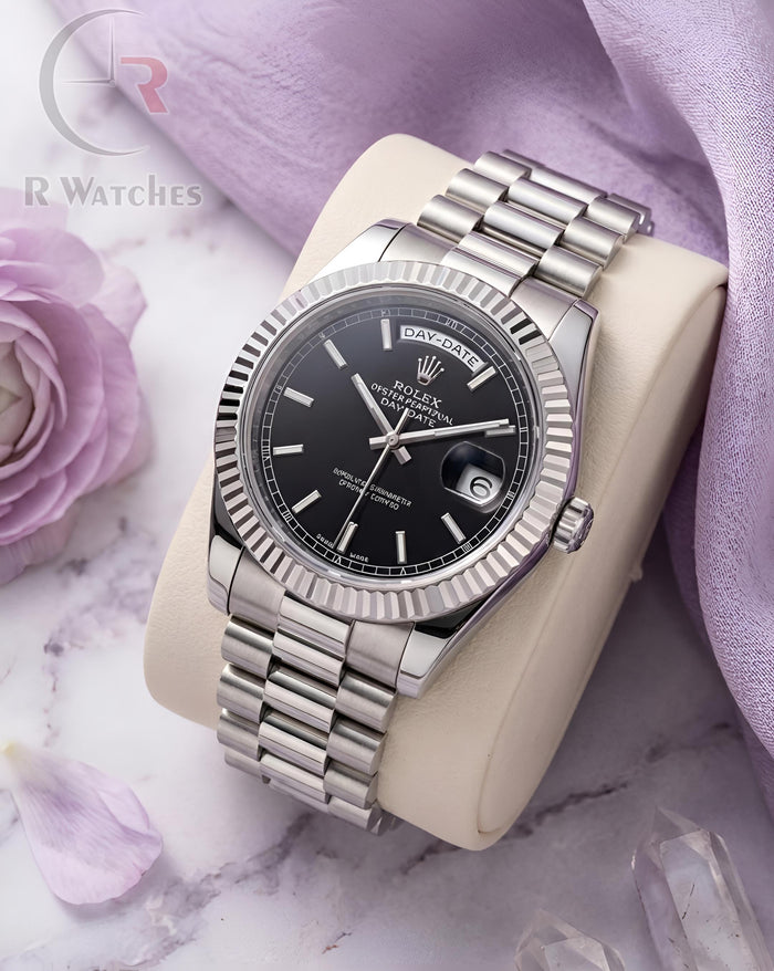 (OS) Rolex Girls Silver Black Dial