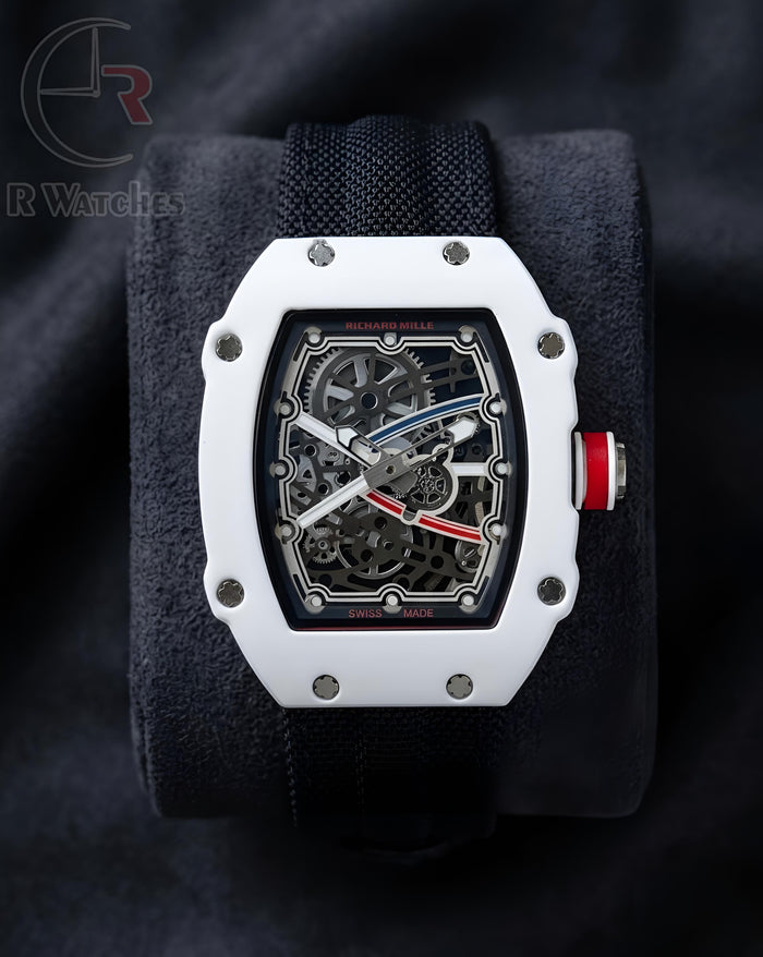 (OS)⭐ RM Leather Black White Dial