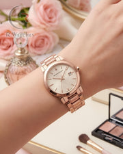 (OS) Burberry Girls Rose Gold Off White