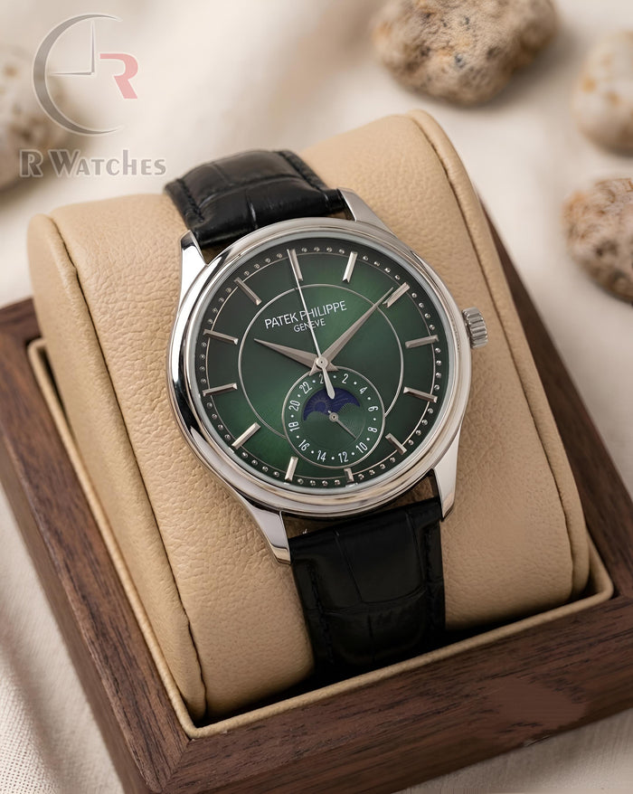 (OS) Patek Philippe Leather Silver Green Black