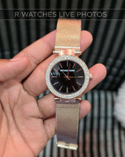 (OS)⭐ MK Girls Diomond Edition Rose Gold Black