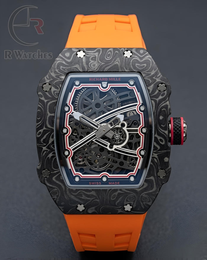 (OS)⭐ RM Silicon Orange Black Red Dial