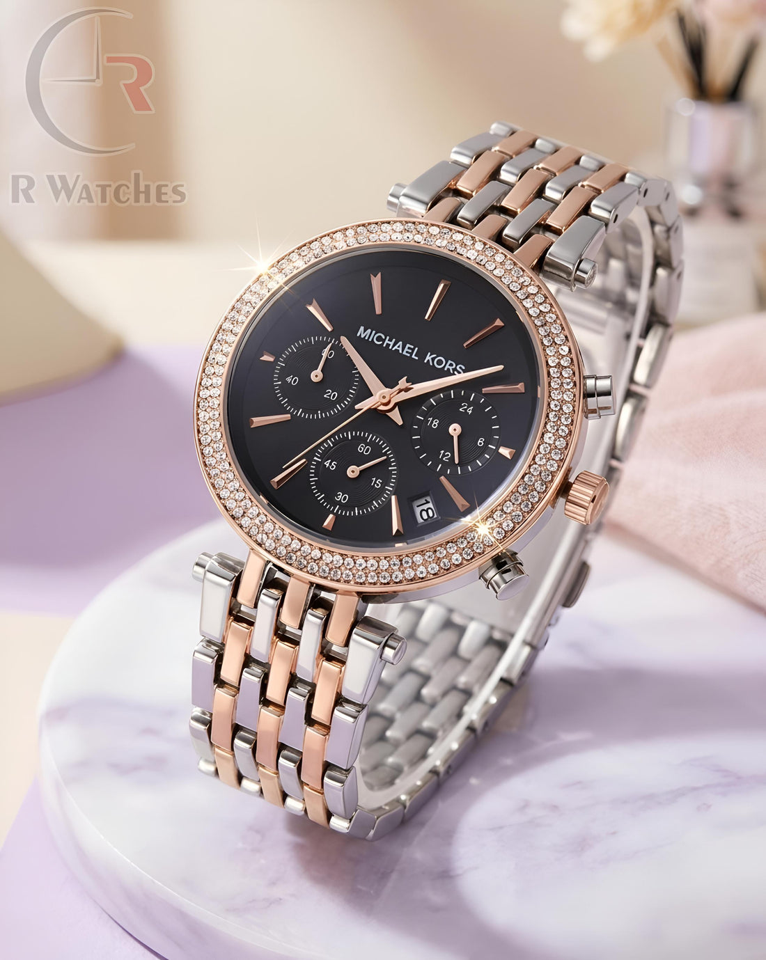 (OS2) MK Girls Rose Gold Black Dial