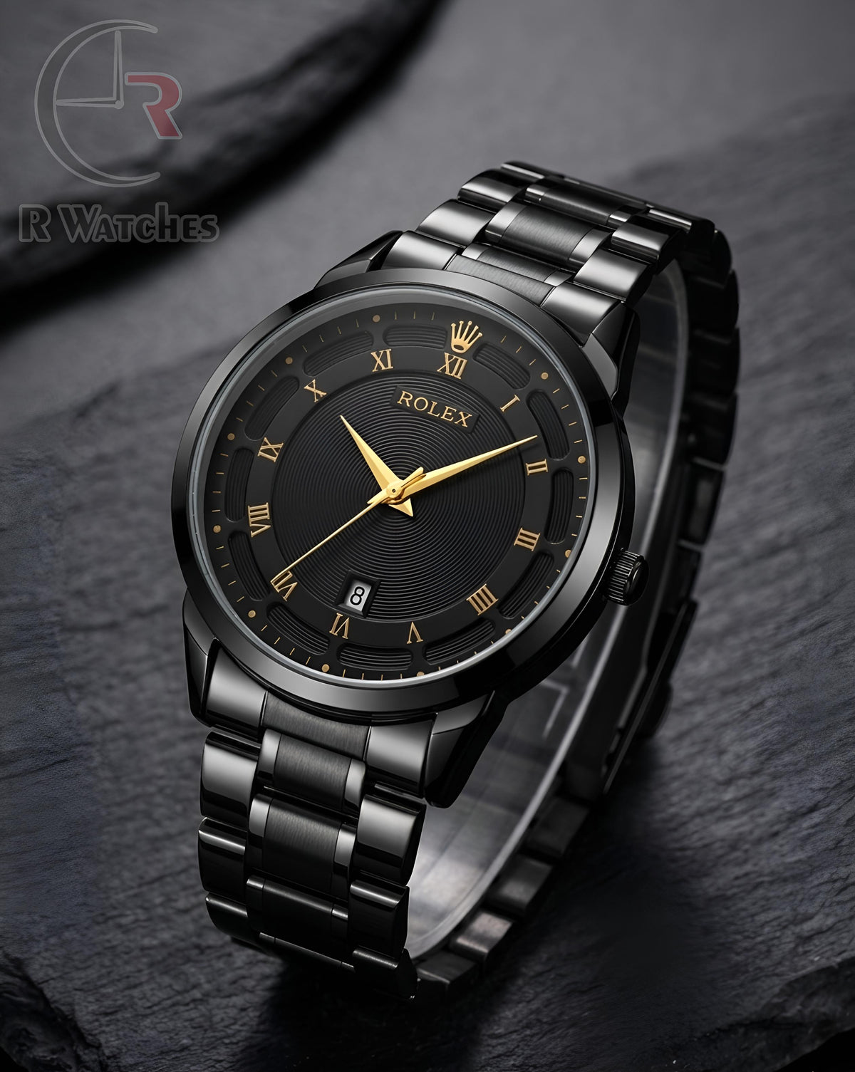 (OS)⭐ Rolex Full Black Gold Roman Dial