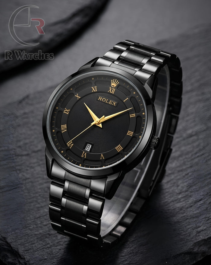 (OS)⭐ Rolex Full Black Gold Roman Dial