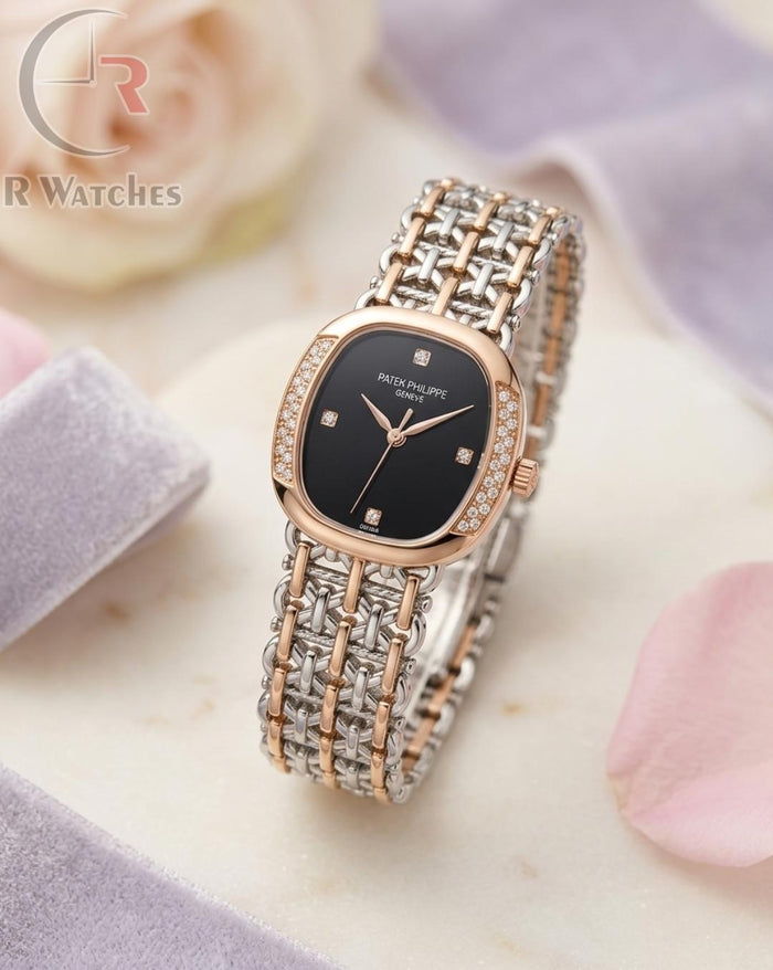 (OS) Patek Philippe Girls Diamond Dual Tone Black