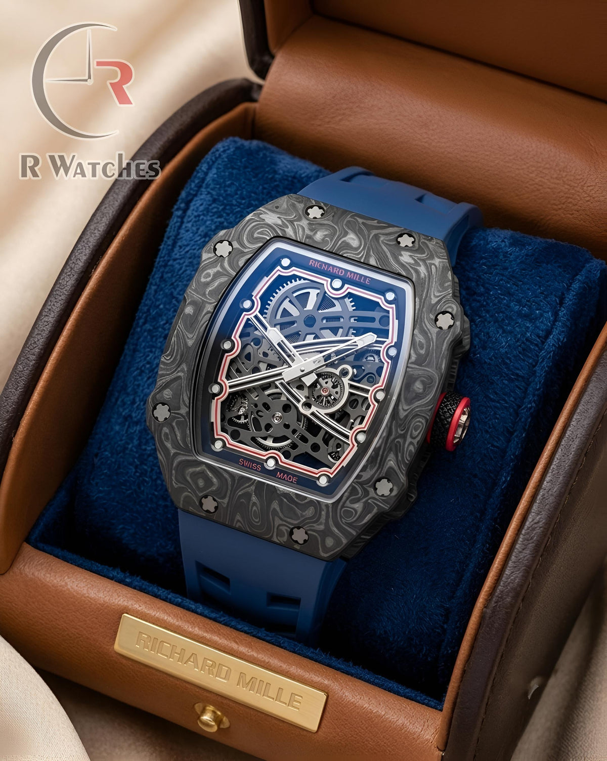 (OS)⭐ RM Silicon Nevy Blue Black Red Dial