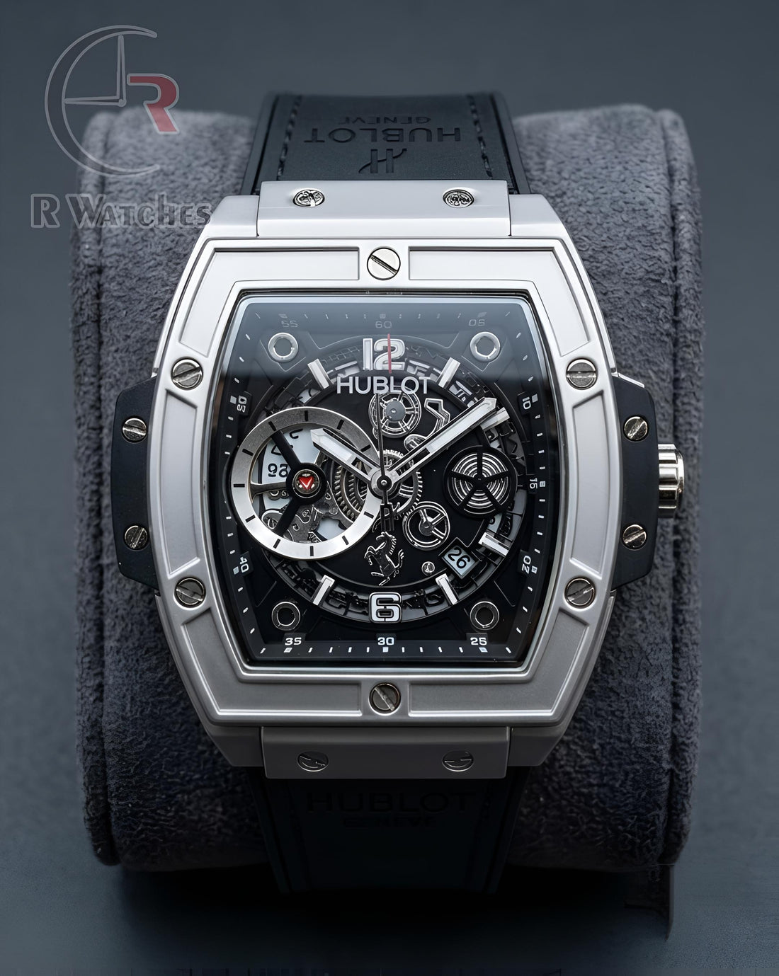 (OS2) Hublot Leather Machinery Black Silver