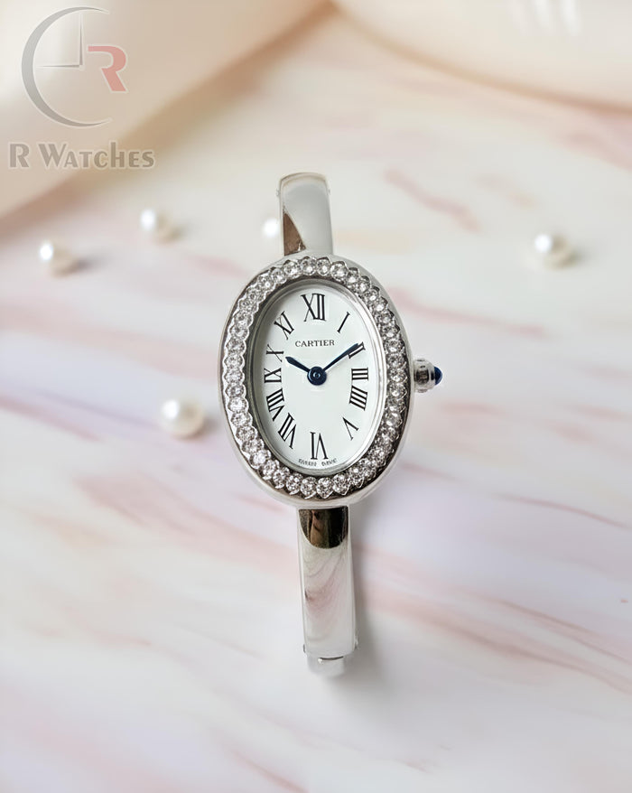 (OS) Cartier girls silver white diamond