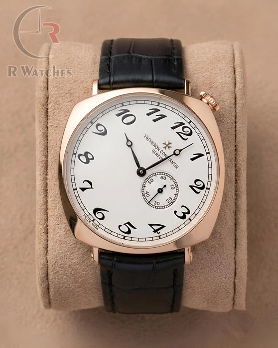 (OS) Vacheron Constantin Leather Rose Gold White Black