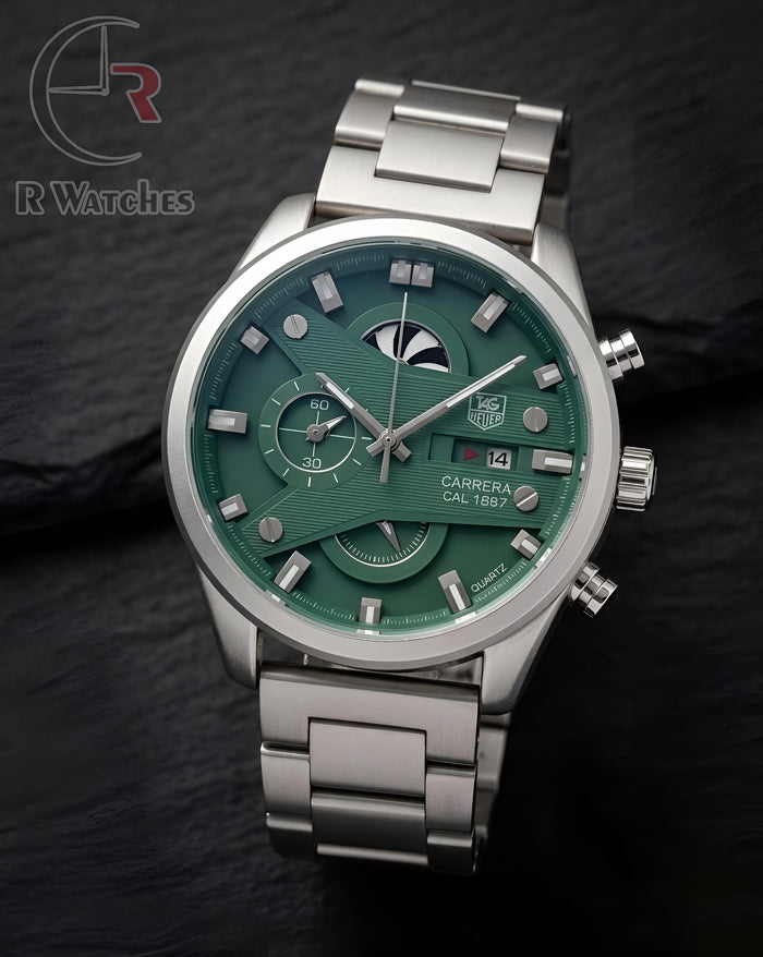 (OS3)⭐ Tag CR7 silver green dial