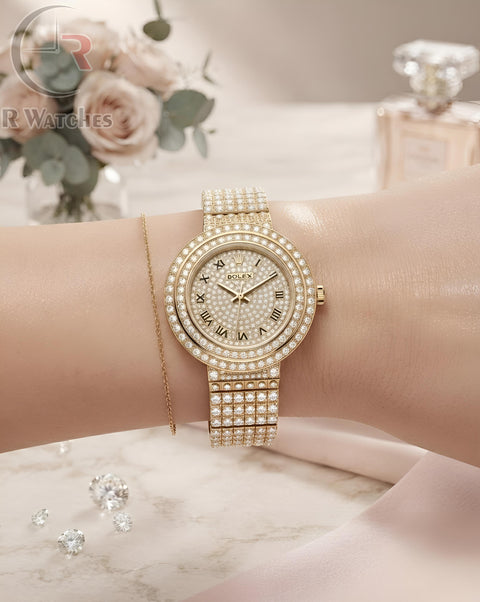 (OS) Rolex Girls Diamond Roman Gold