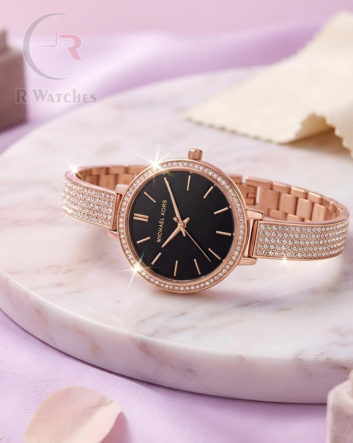 (SS) MK Girls Rose Gold Black