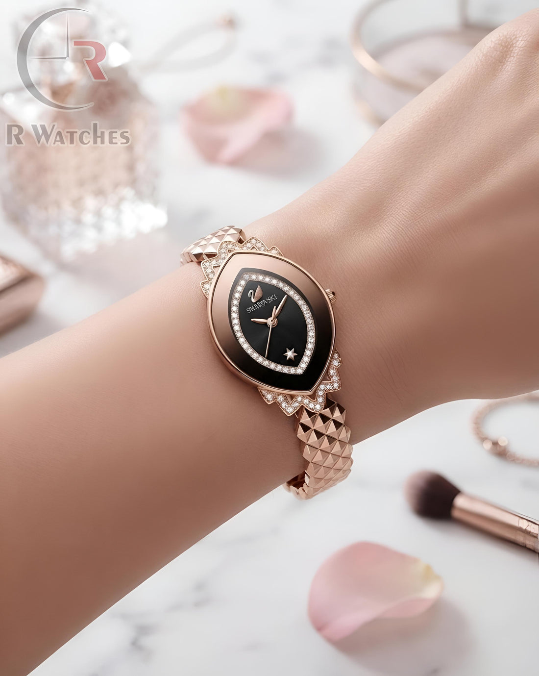 (SS) Swarovski Girls Diamond Rose Gold Black