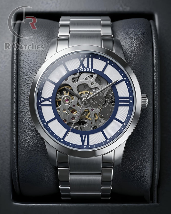 (SS) Fossil Automatic Blue Silver