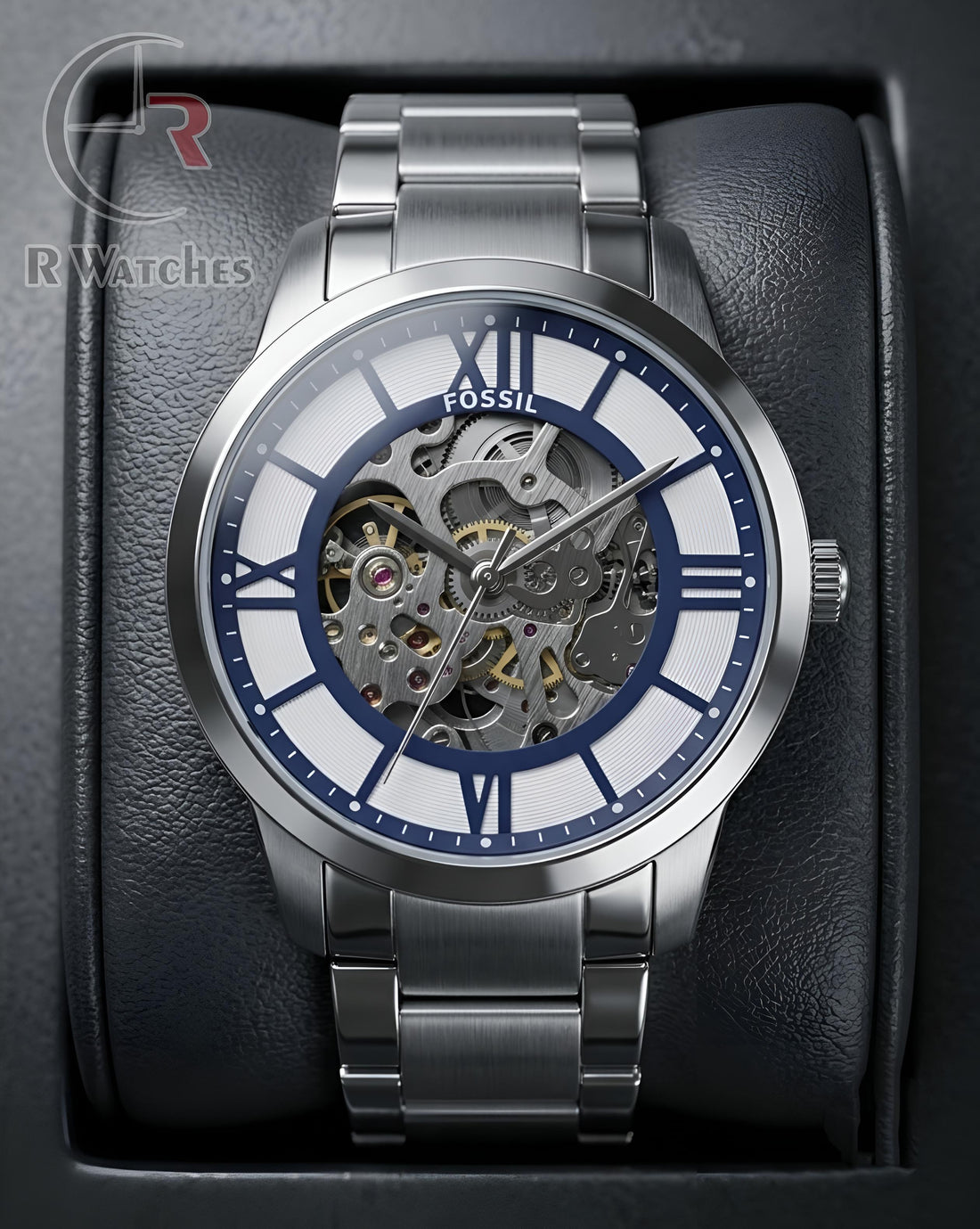 (OS) Fossil Automatic Blue Silver