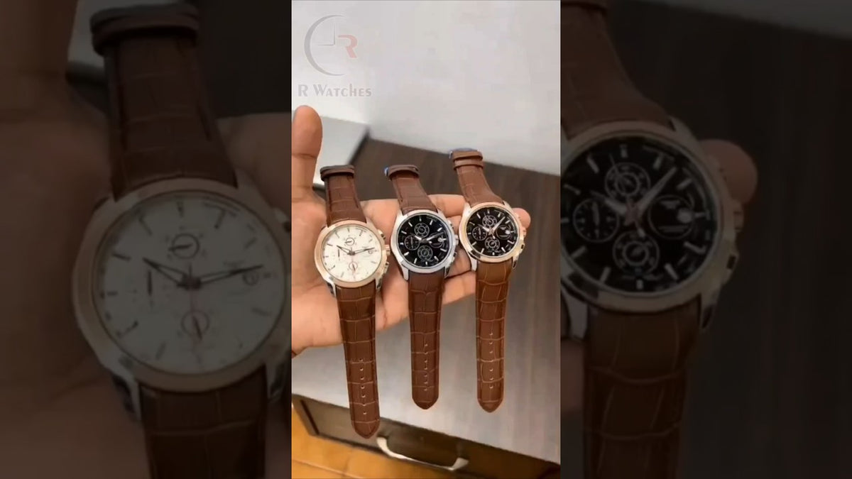 (OS2)⭐ Tissot leather brown dual tone white