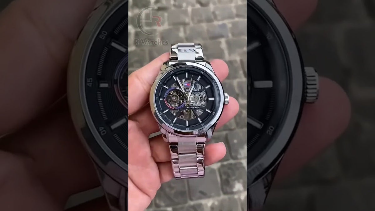 (OS5) Tommy Hilfiger automatic silver black