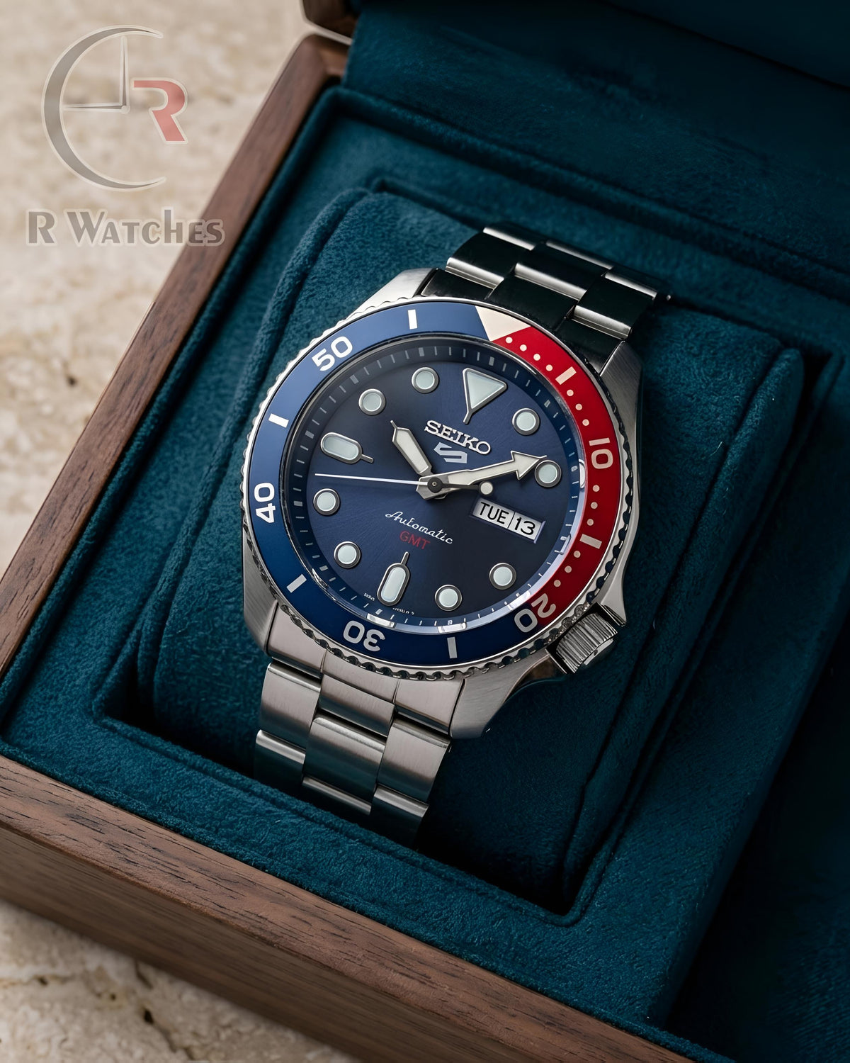 (OS)📷⬆️ Seiko Silver Blue Red (SKP4)