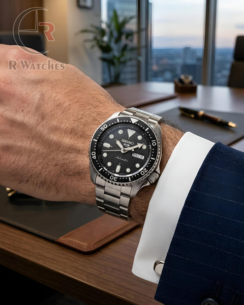 (OS2)📷⬆️ Seiko Silver Black (SKP5)