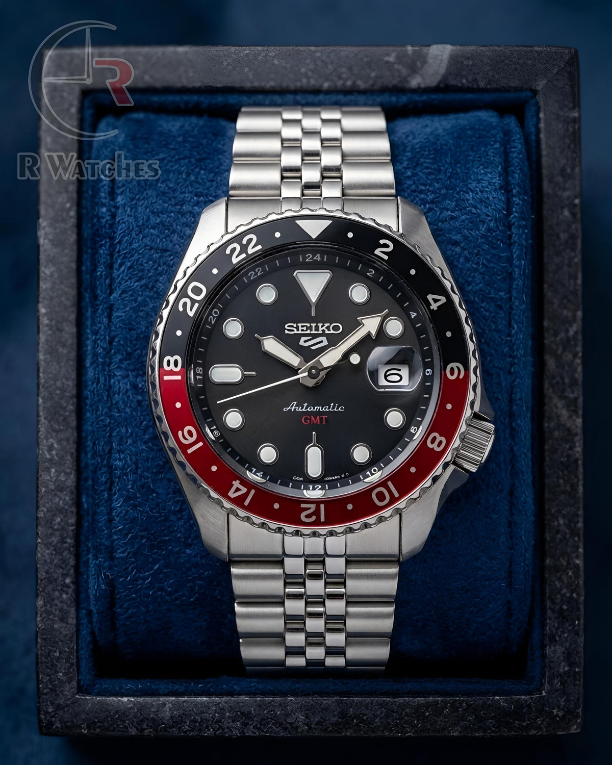 (OS2)📷⬆️ Seiko Silver Red Black (SKP7)