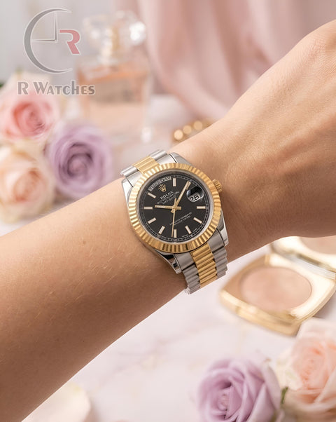 (OS)📷⬆️⭐🔁 Rolex girls dual tone Black (RXG1)