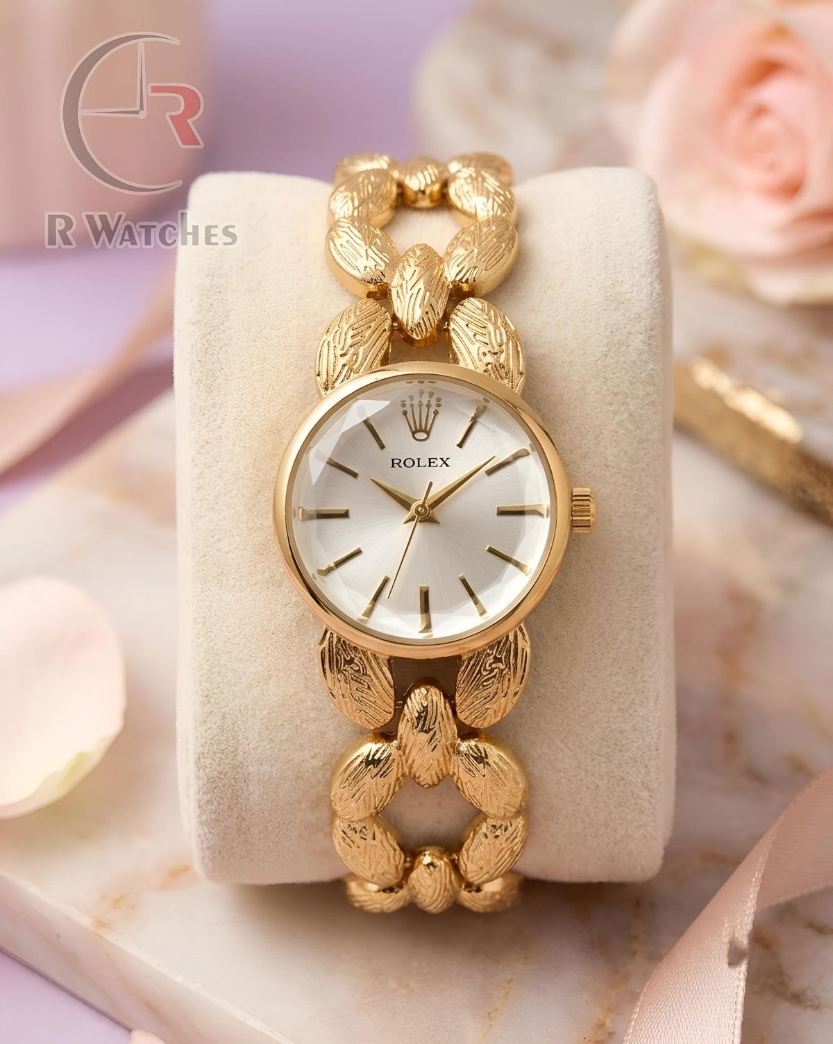 (OS)📷⭐ Rolex Girls Diamond Cutt Gold Grey Dial (RXG31)