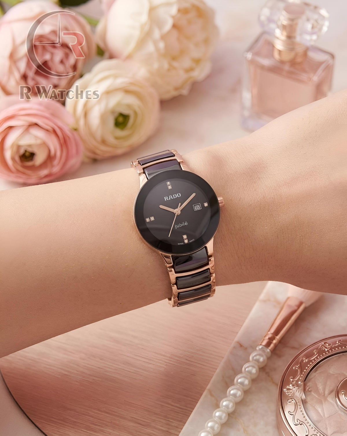 (OS)📷⭐ Rado Girls Black Rose Gold (RDG6)