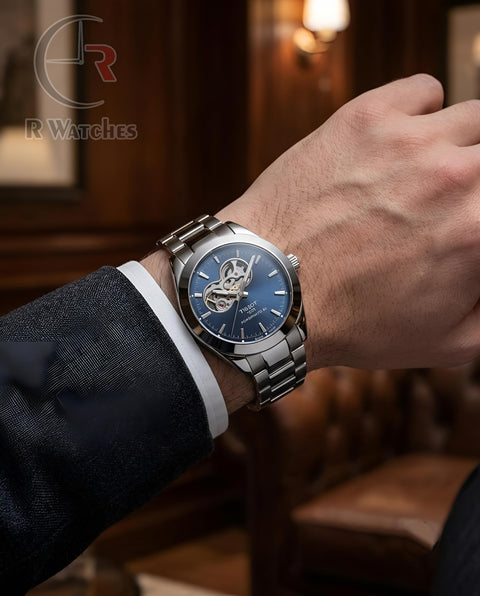 (SS)📷⬆️⭐🔁 Tissot Automatic Powermatic Silver Blue (TSAM18)