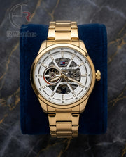 (SS2)📷⭐ Tommy Hilfiger Automatic Metal Gold white dial (THAM4)