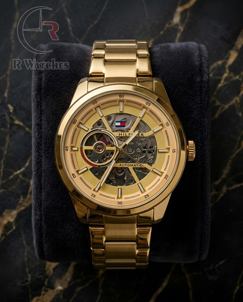 (OS)📷⭐ Tommy Hilfiger Automatic Full Gold (THAM3)