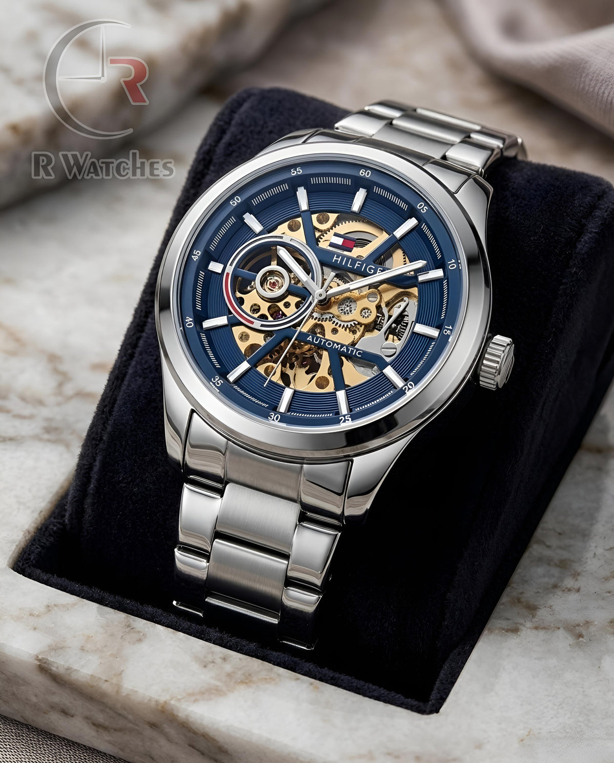 (OS)📷⬆️⭐🔁 Tommy Hilfiger automatic silver blue dial (THAM6)