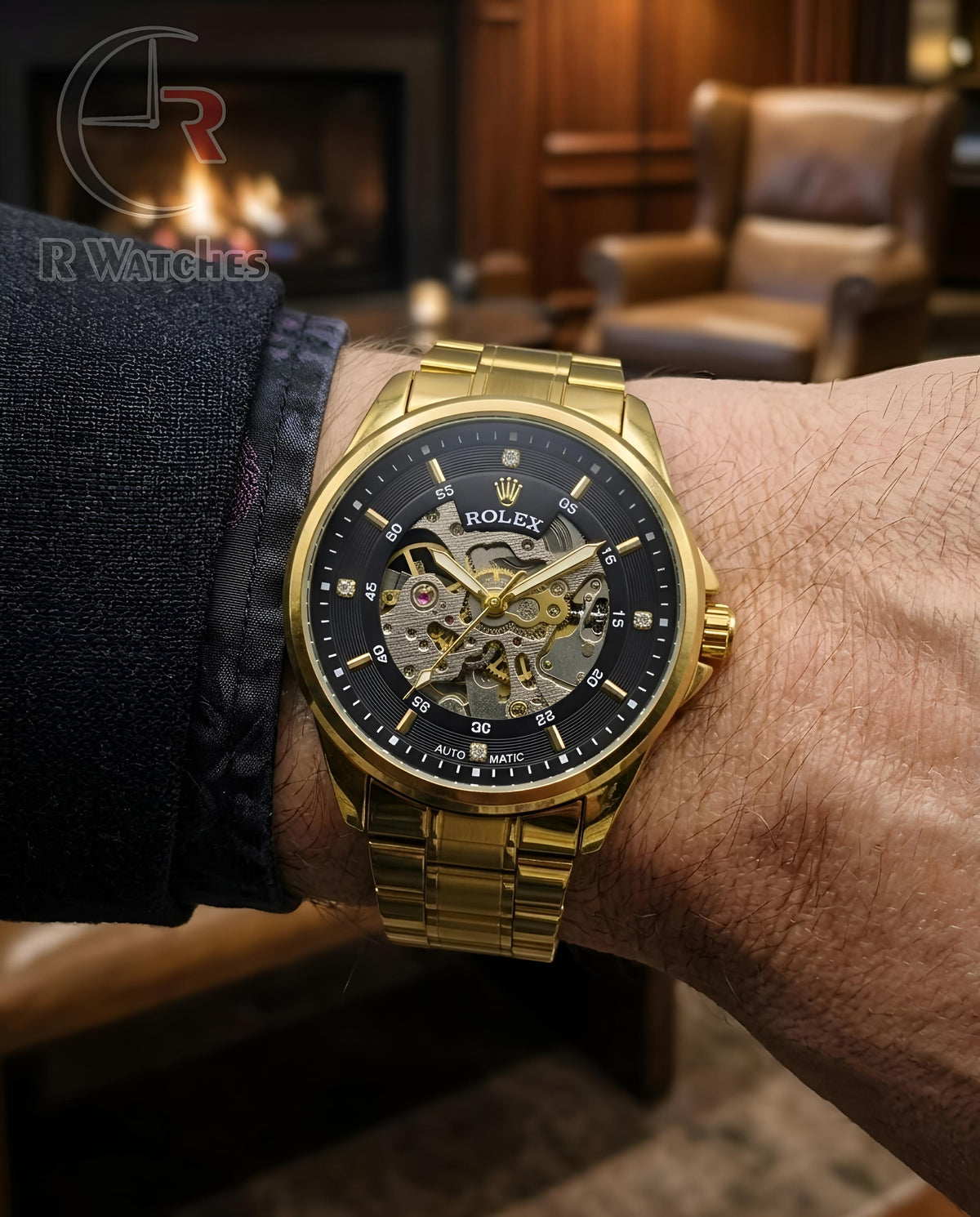 (OS)📷⬆️⭐🔁 Rolex Automatic Metal Gold black (RXAM38)