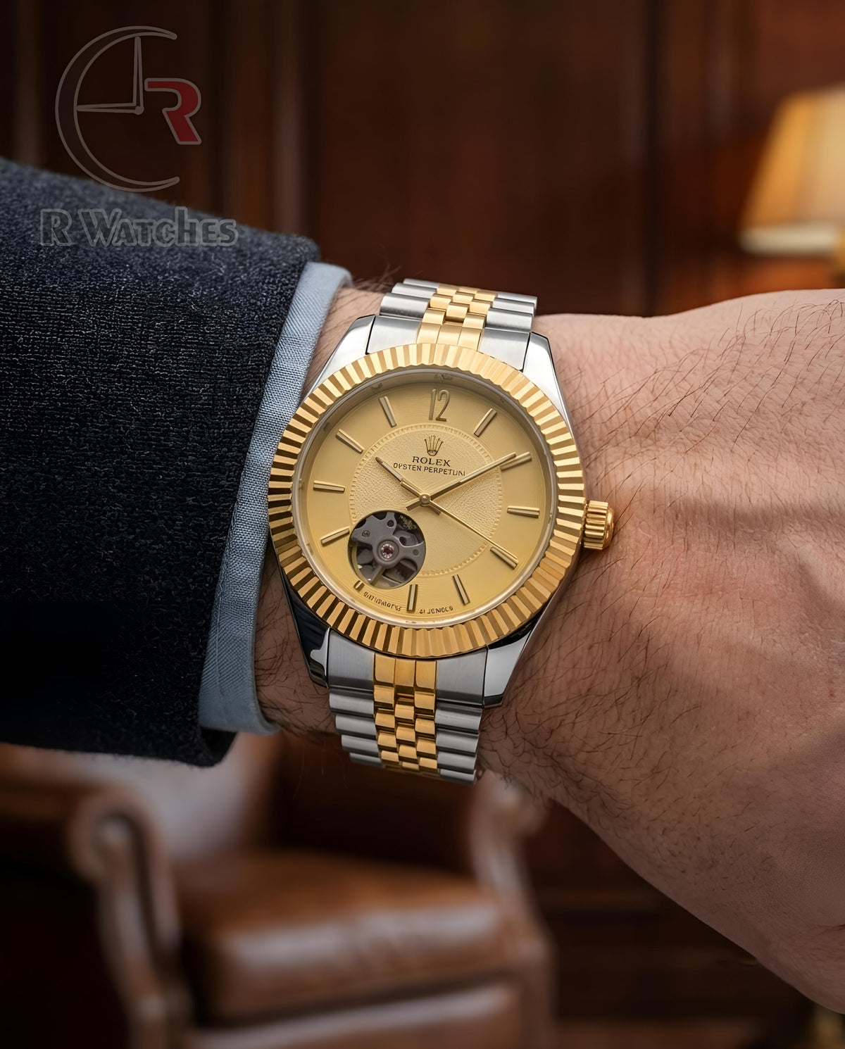 (SS)📷⬆️⭐🔁 Rolex Automatic Dual Tone Gold Dial ( RXAM14)