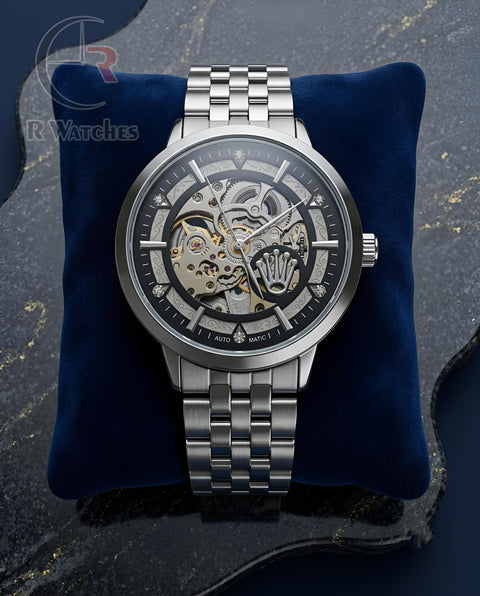 (OS)📷⭐ Rolex Automatic Silver Black Dial ( RXAM15)