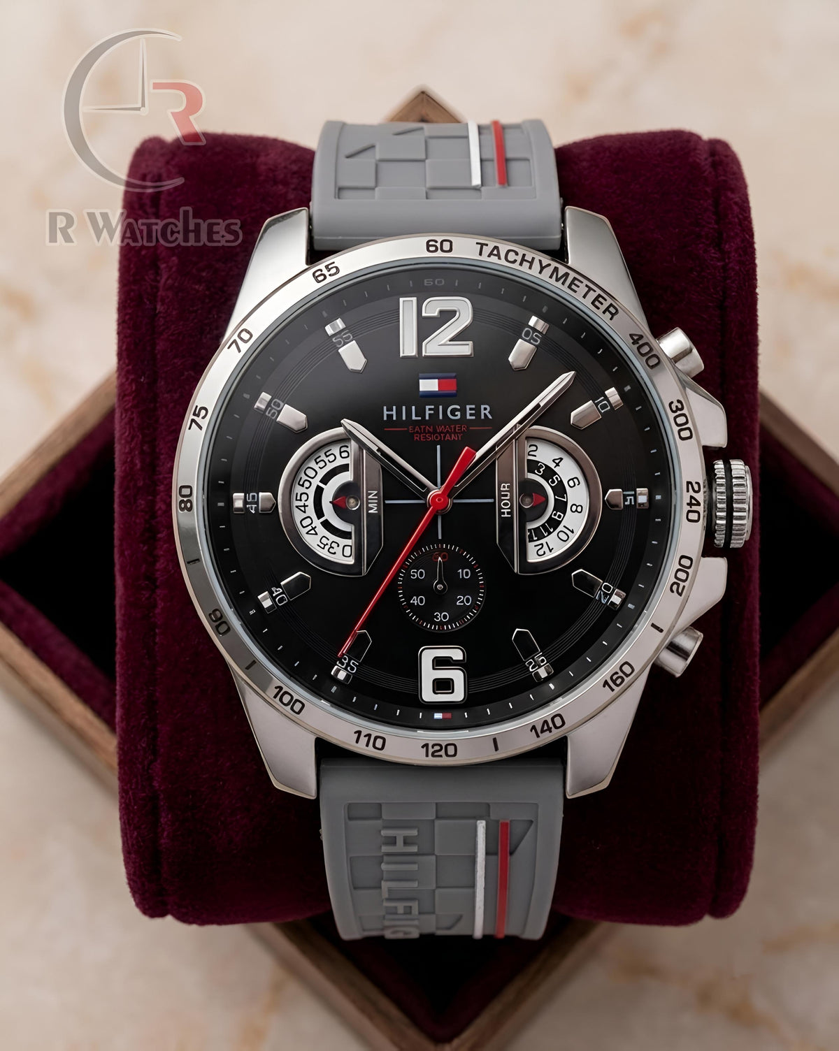 (OS)📷⬆️ Tommy Hilfiger Silicon Grey Silver Black (THS2)