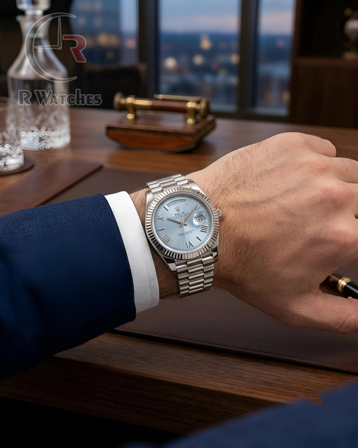 (OS2)📷⬆️ Rolex Roman Silver Blue (RXP32)