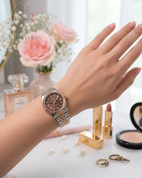 (OS)📷⬆️ Rolex Girls Rose Gold Brown (RXG10)