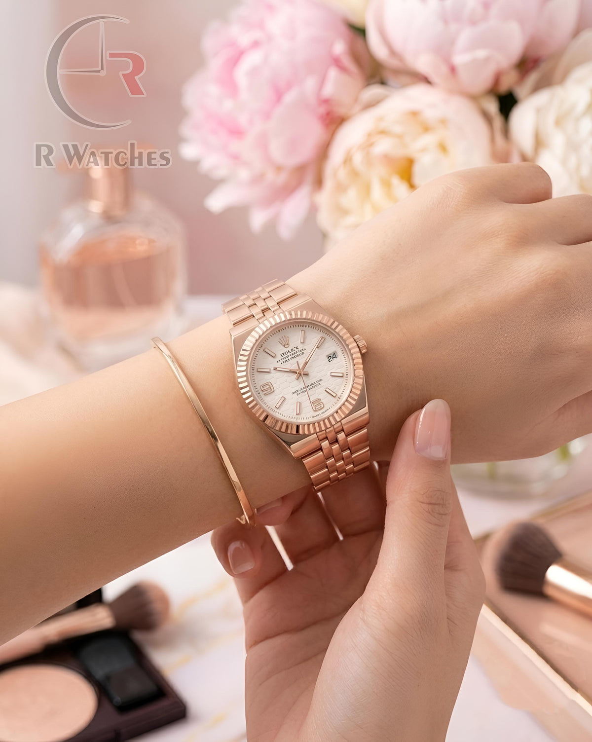(OS)📷⬆️ Rolex Girls Rose Gold White (RXG12)