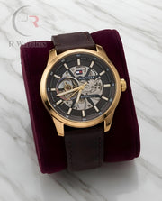(OS)📷⬆️⭐🔁 Tommy Hilfiger automatic brown leather (THAL4)